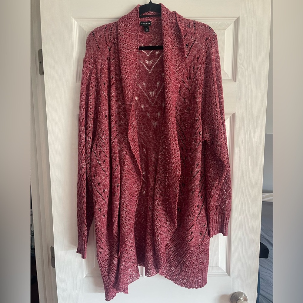 torrid Open-Front Knit Cardigan in Dusty Rose